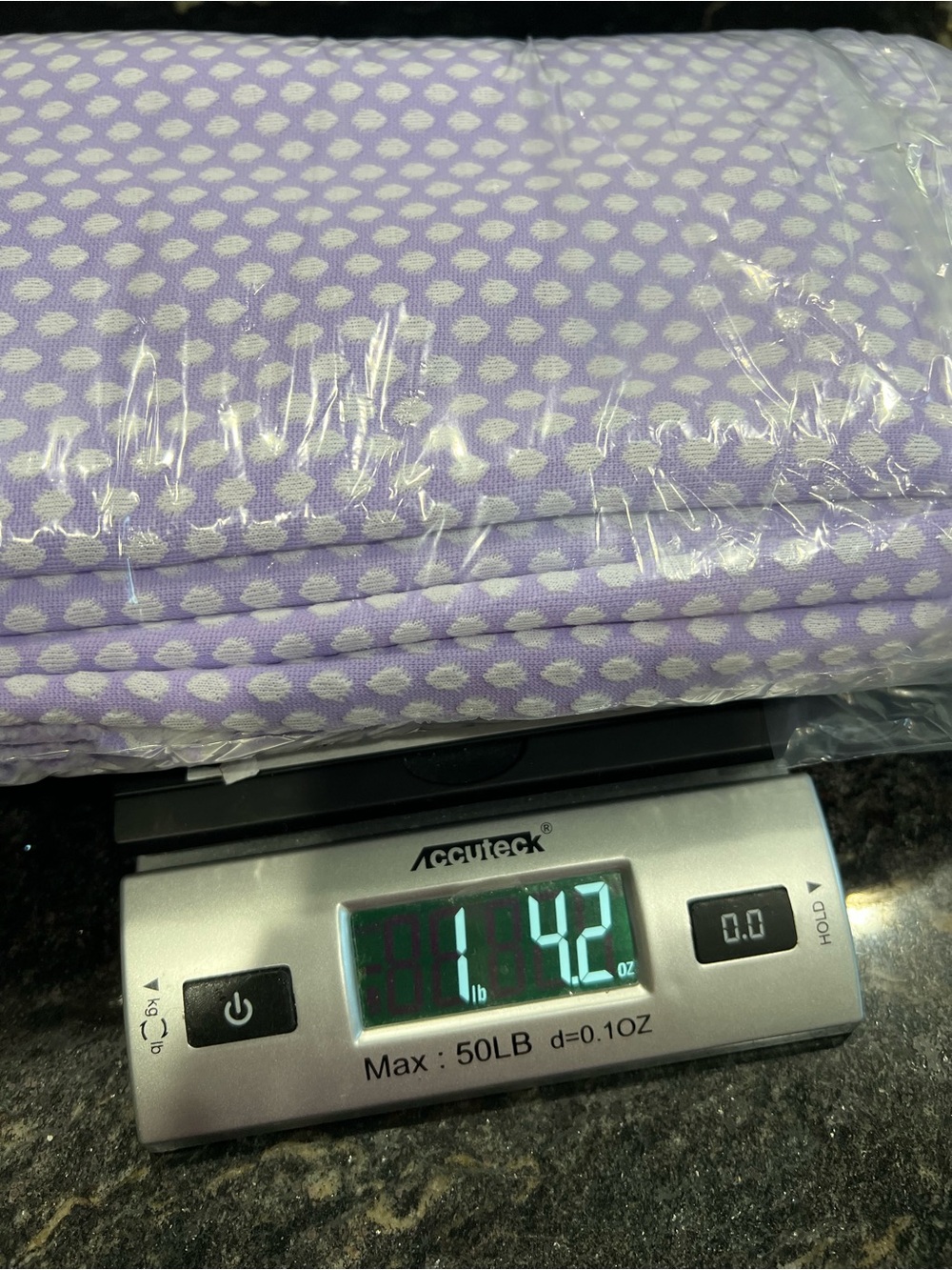 Vintage Fabric 1.5 Yards Lightweight Polyester Lavender Purple White Dots Sewing - Picture 7 of 7